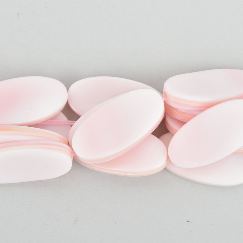 30mm 30x15mm Oval PINK CONCH SHELL Beads, strand, 13 beads, gem0359