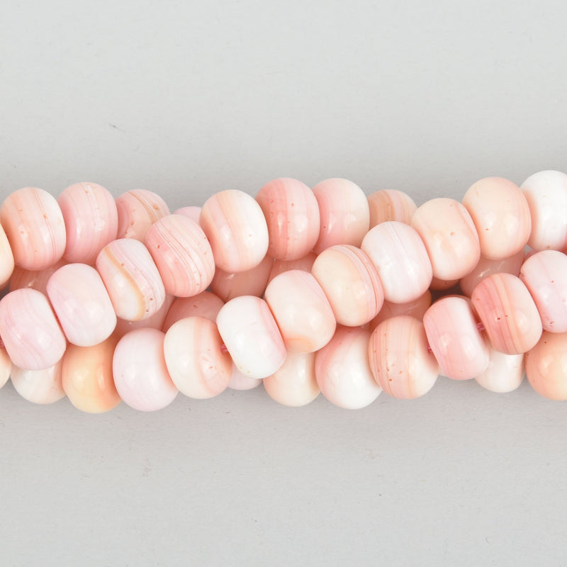12mm Rondelle PINK CONCH SHELL Beads, strand, 52 beads, gem0360