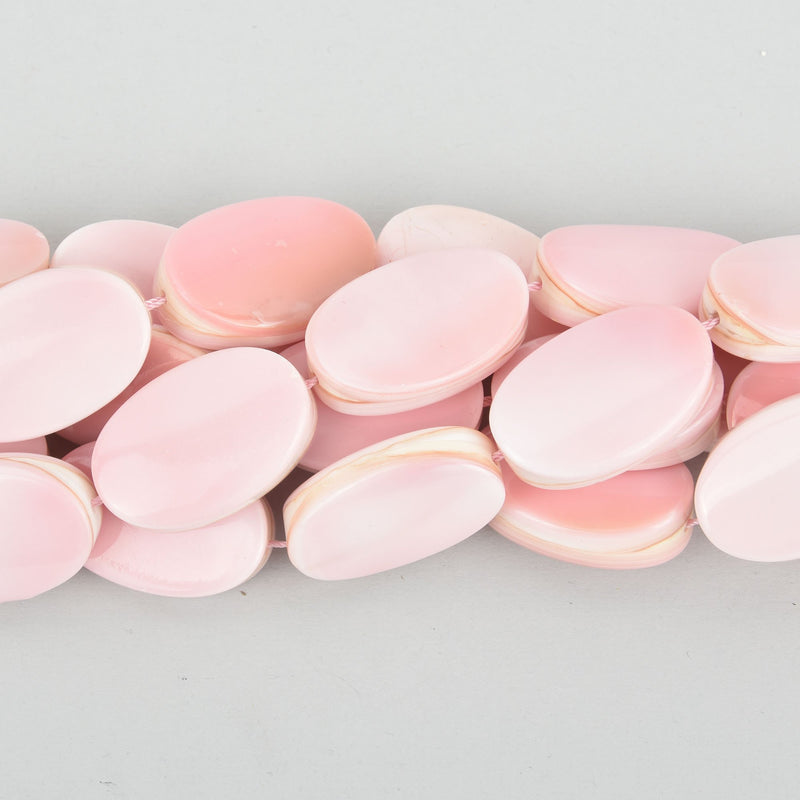 30mm 30x20mm Oval PINK CONCH SHELL Beads, strand, 13 beads, gem0364