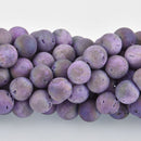 10mm Matte DRUZY QUARTZ Round Beads PURPLE strand gem0369