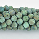 8mm Matte DRUZY QUARTZ Round Beads GREEN strand gem0371