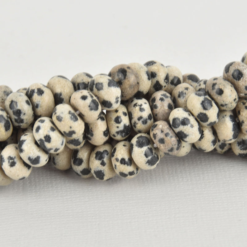 8mm DALMATIAN JASPER Rondelle Beads, Smooth Jasper Gemstone Beads, strand, 75 beads, gem0373