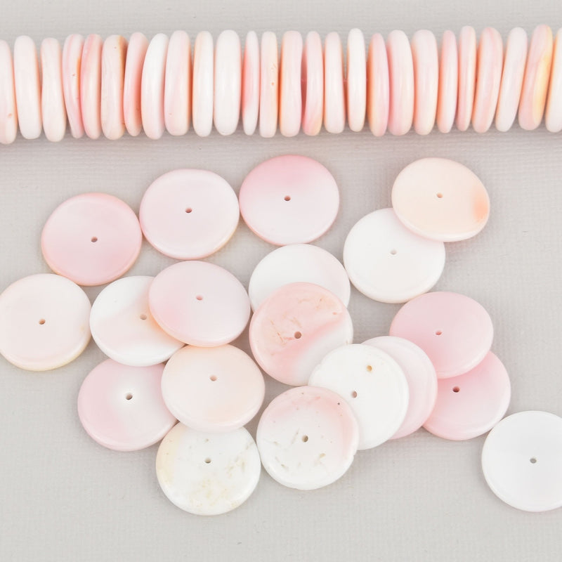 19mm Rondelle PINK CONCH SHELL Beads, strand, gem0861