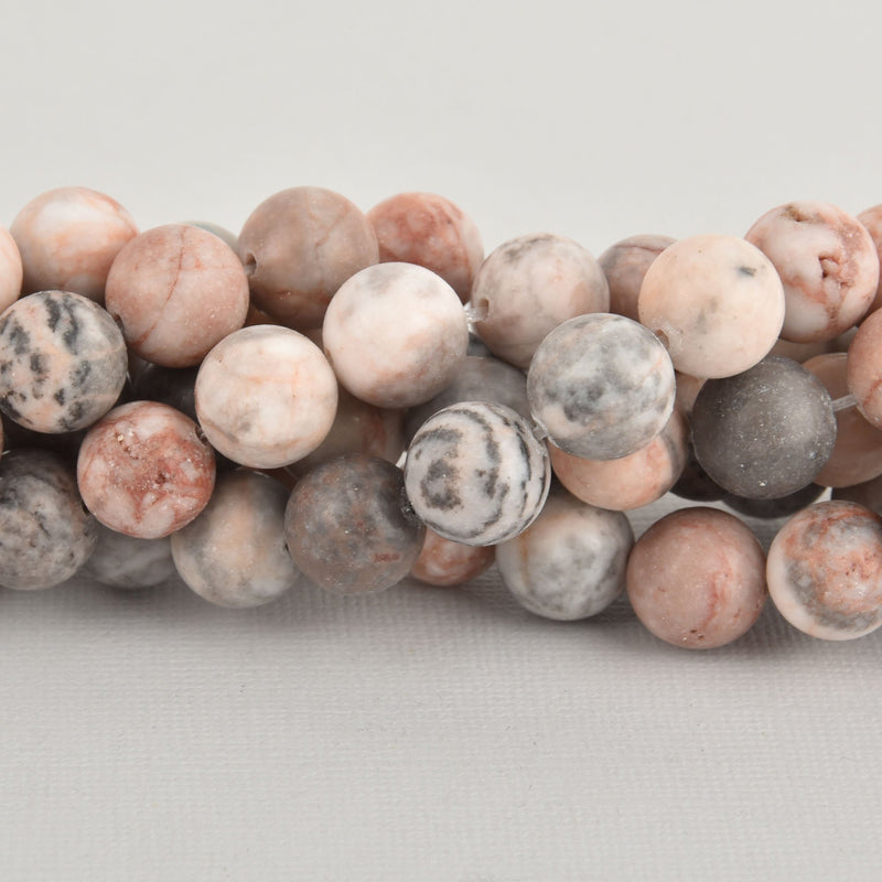12mm Round PINK ZEBRA JASPER Beads, semi-polished natural gemstones full strand, 31 beads, gem0380