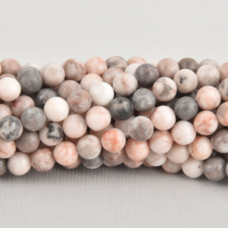 6mm Round PINK ZEBRA JASPER Beads, semi-polished natural gemstones full strand, 60 beads, gem0383