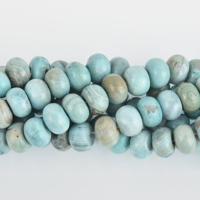 14mm Agate Beads Rondelle ROBIN EGG BLUE Gemstone Smooth full strand, 33 beads gem0384