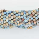 4mm Matte Aqua Terra Jasper Round Beads, Denim Blue, round gemstone beads, full strand, about 94 beads, gem0386