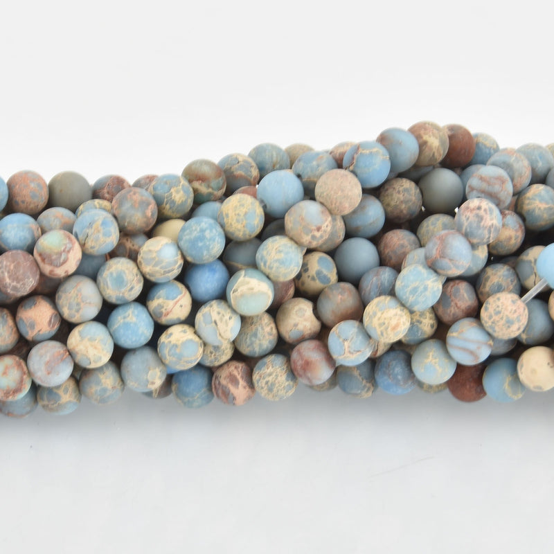 6mm Matte Aqua Terra Jasper Round Beads, Denim Blue, round gemstone beads, full strand, about 69 beads, gem0387