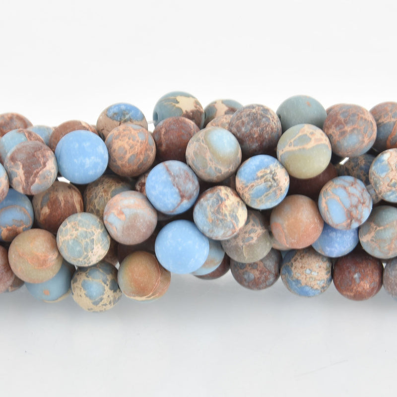 8mm Matte Aqua Terra Jasper Round Beads, Denim Blue, round gemstone beads, full strand, about 47 beads, gem0388