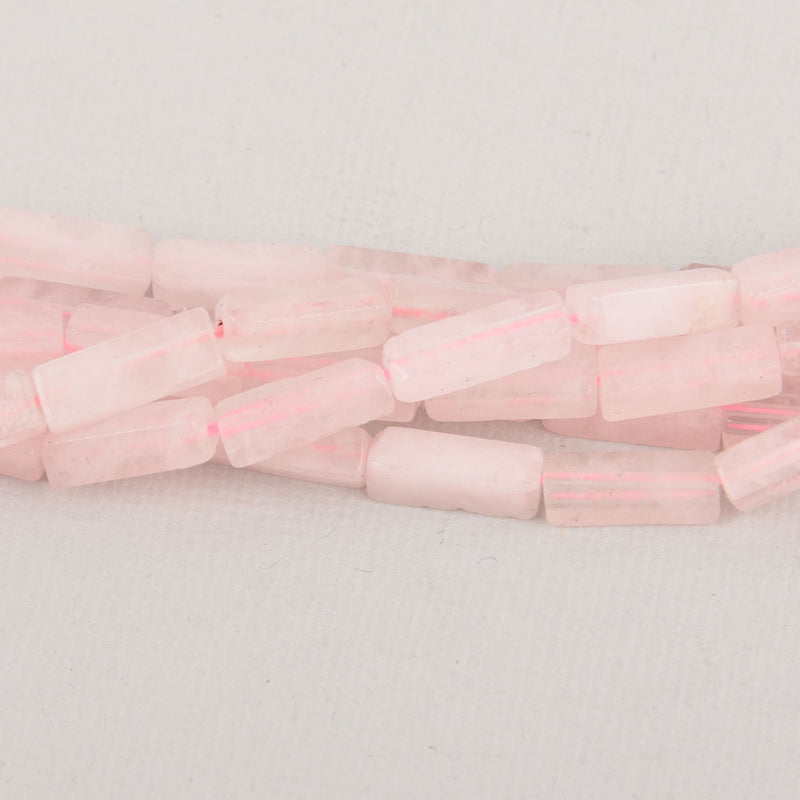 13mm Pink Rose Quartz Rectangle Bar Beads, Gemstone, strand, about 30 beads, gem0396