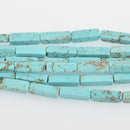 13mm Turquoise Blue Howlite Rectangle Bar Beads, Gemstone, strand, about 30 beads, gem0399