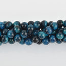 8mm Round TIGER EYE Beads, Teal Blue Dyed, gemstone strand gem0406