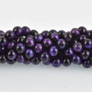 8mm Round TIGER EYE Beads, Purple Dyed, gemstone strand gem0408