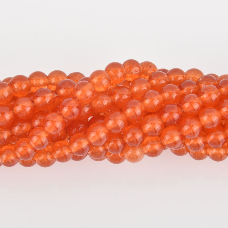 6mm Orange Round Jade Gemstone Beads, full strand, about 64 beads, gem0414
