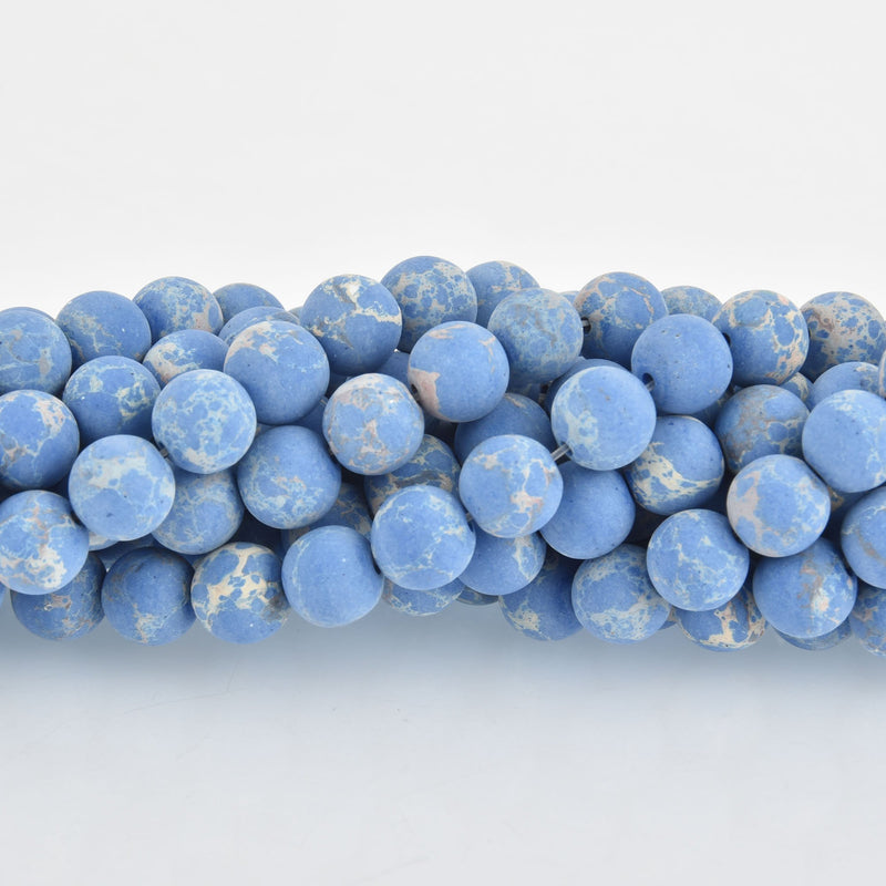 10mm Aqua Terra Jasper, Matte Frosted Blue, strand, gem0415