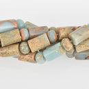 12mm AQUA TERRA JASPER Gemstone Beads, 12x8mm Barrel and 8mm Rondelle,natural, blue green, tan, full strand gem0416