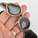 35mm BOTSWANA AGATE Natural Gemstone Beads, Flat Round Slabs, Natural Druzy, gem0417