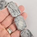 35mm Silver Crazy Lace Agate Gemstone Beads, Rectangle faceted, x2 beads, gem0430