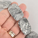 35mm Silver Crazy Lace Agate Gemstone Beads, Rectangle smooth, x2 beads, gem0431