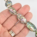 Oval ABALONE SHELL Beads, 3D puffed shape, full strand, about 16 beads gem0434