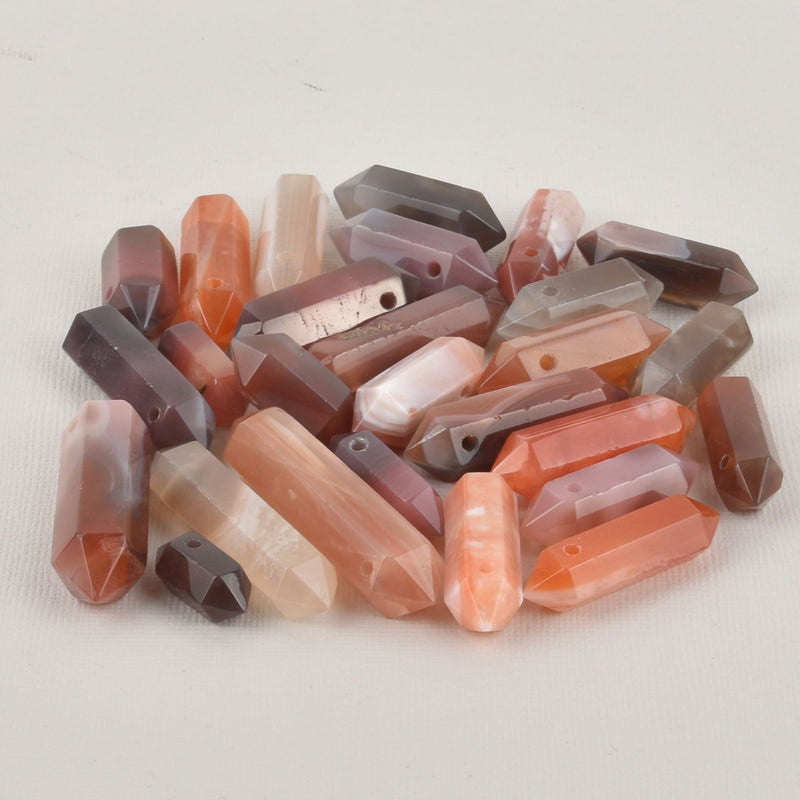 1 Red Agate Gemstone Double Point Stick Bead, 1-1/8"-1-1/2", gem0438