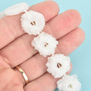 2 WHITE Druzy Beads, Natural Quartz, AB Plated, Cross Section of Stalactite, 18mm to 20mm, gem0451