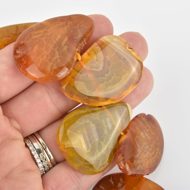 Yellow Agate Slice Gemstone Beads, Flat Asymmetrical Slab Beads, strand, gem0457