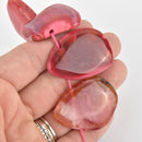 Pink Agate Slice Gemstone Beads, Flat Asymmetrical Slab Beads, strand, gem0458