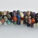 8mm Gemstone Rondelle Beads, mixed stones, hand cut faceted, strand, gem0474