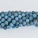 10mm DRUZY QUARTZ Round Beads, Blue Faceted Titanium Coated Geode, full strand gem0477