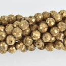 8mm Gold DRUZY QUARTZ Round Beads, Faceted Titanium Coated Geode, full strand gem0494