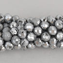 6mm Silver DRUZY QUARTZ Round Beads, Faceted Titanium Coated Geode, full strand gem0499