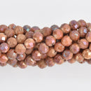 6mm Champagne Peach DRUZY QUARTZ Round Beads, Faceted Titanium Coated Geode, full strand gem0502