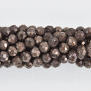 6mm Mushroom Brown DRUZY QUARTZ Round Beads, Faceted Titanium Coated Geode, full strand gem0503