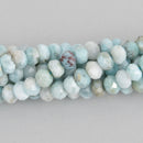 6mm NATURAL LARIMAR Rondelle Beads, Grade AA, Hand Cut Faceted, Strand, gem0508