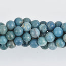 6mm Blue Fossil Stone Beads, round smooth, full strand, Natural Gemstones gem0510