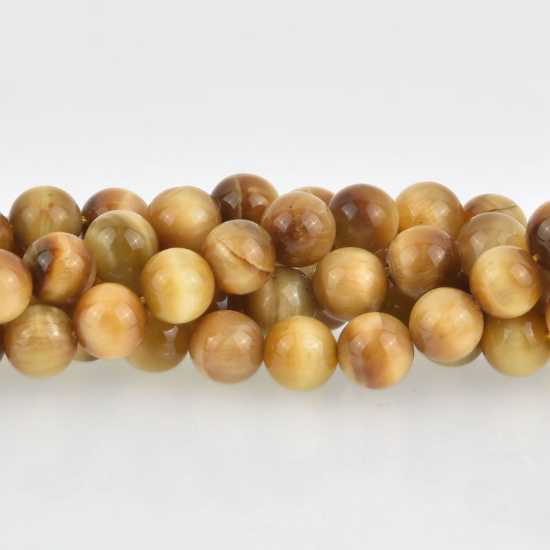 8mm Gold Tiger Eye Beads, round smooth, full strand, Natural Gemstones gem0517