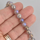 8mm Gray Agate Beads, Round Rainbow Electroplate Gemstone, Faceted, x10 beads, gem0521