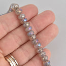 8mm Gray Agate Beads, Rondelle Rainbow Electroplate Gemstone, Faceted, x10 beads, gem0522