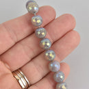 10mm Gray Agate Beads, Round Rainbow Electroplate Gemstone, Faceted, x10 beads, gem0523