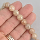 10mm Peach Moonstone Beads, Round Rainbow Electroplate Gemstone, Faceted, x10 beads, gem0525