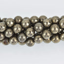 10mm PYRITE Fools Gold Round Beads, Smooth, Strand, gem0536