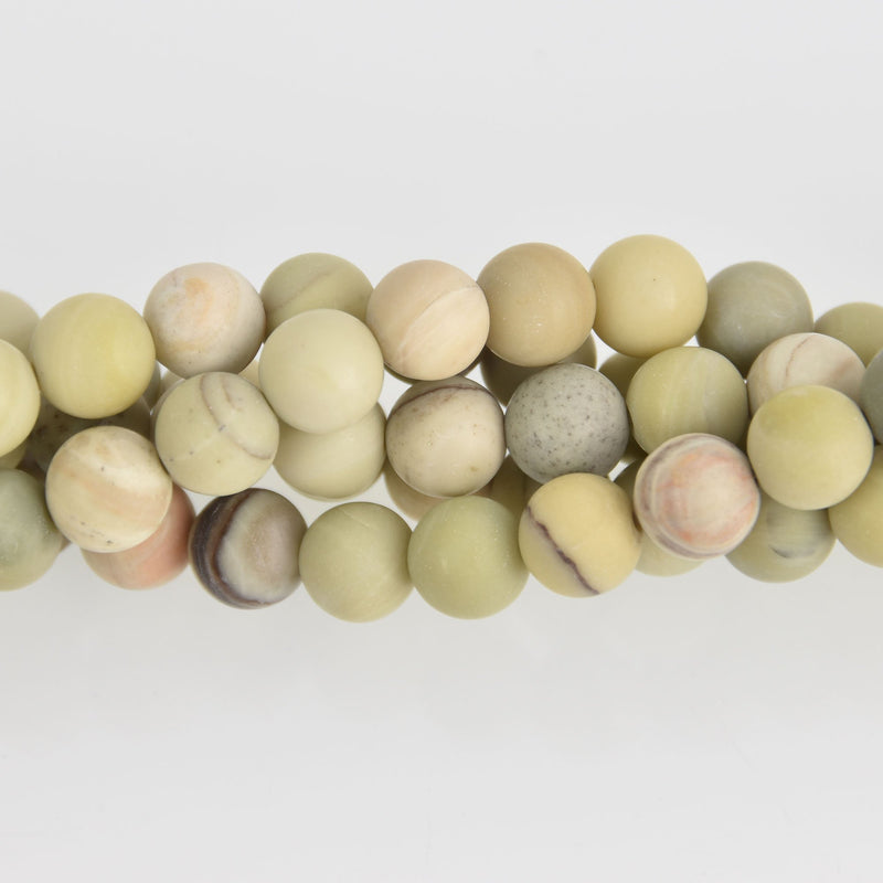 8mm Round Matte Australian Butter Jasper Beads, smooth gemstone, half strand, gem0546