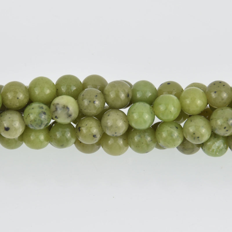 6mm Round Green Jade Beads, smooth gemstone, half strand, gem0554