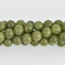 8mm Round Green Jade Beads, smooth gemstone, half strand, gem0555