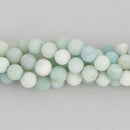 6mm Round Blue Matte Amazonite Beads, smooth gemstone, half strand, gem0557