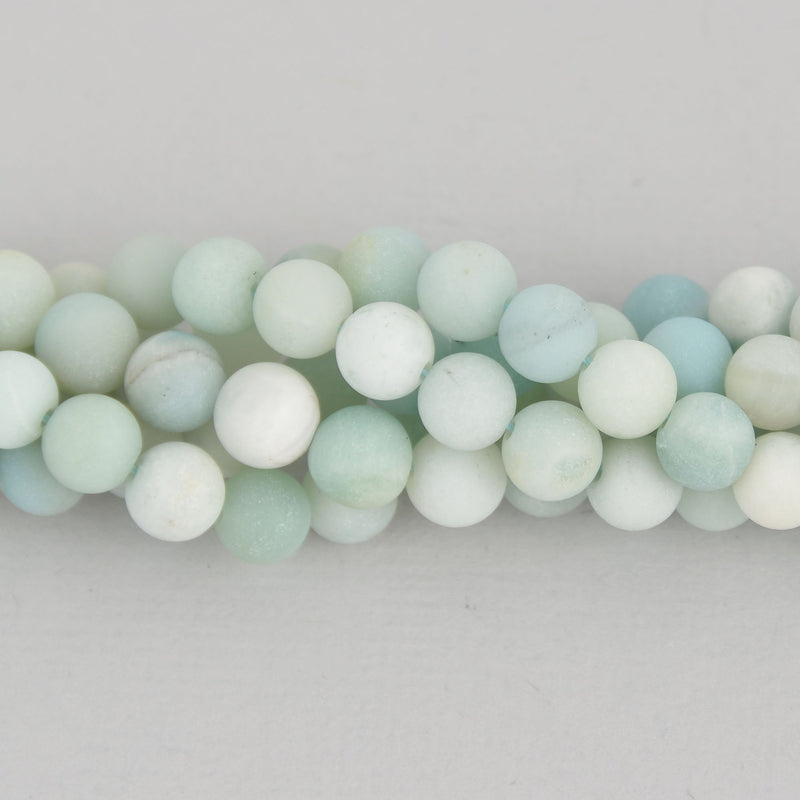 6mm Round Blue Matte Amazonite Beads, smooth gemstone, half strand, gem0557