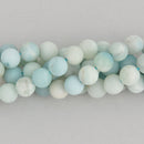 8mm Round Blue Matte Amazonite Beads, smooth gemstone, half strand, gem0558