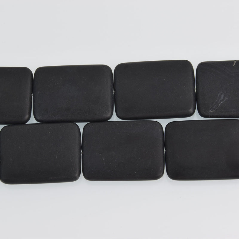 40mm Rectangle Matte Black Onyx Beads, smooth gemstone, half strand, gem0561