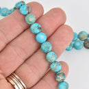 8mm Aqua Impression Jasper Coin Beads, smooth gemstone, half strand, gem0571